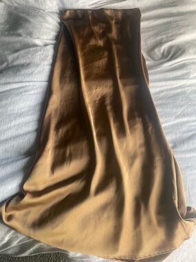 Satin Bias Slip Skirt in Warm Bronze